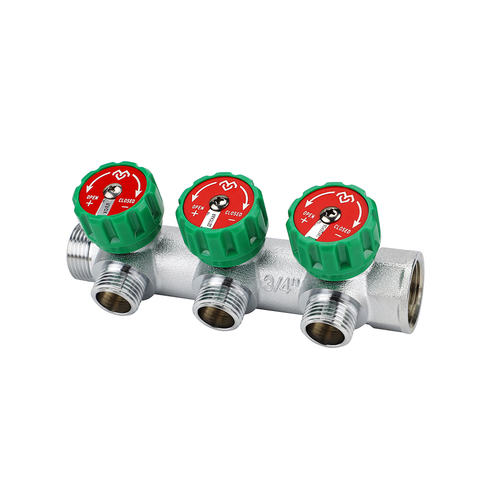 Коллектор регулирующий хромированный Varmega VM14603 3/4" на 3 выхода 1/2"
