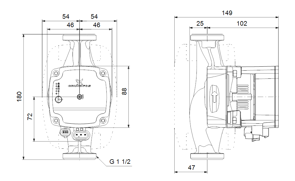 Насос Grundfos ALPHA1 L 25-60 180 1x230V 50Hz 6H