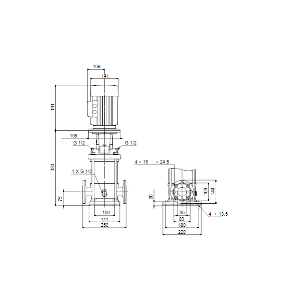 Насос многоступенчатый центробежный Grundfos CR1-6 A-FGJ-A-E-HQQE 96517045