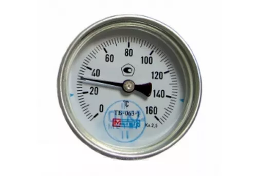 Термометр биметалл ТБ63 160С Дк63 L=60 G1/2" осев Метер