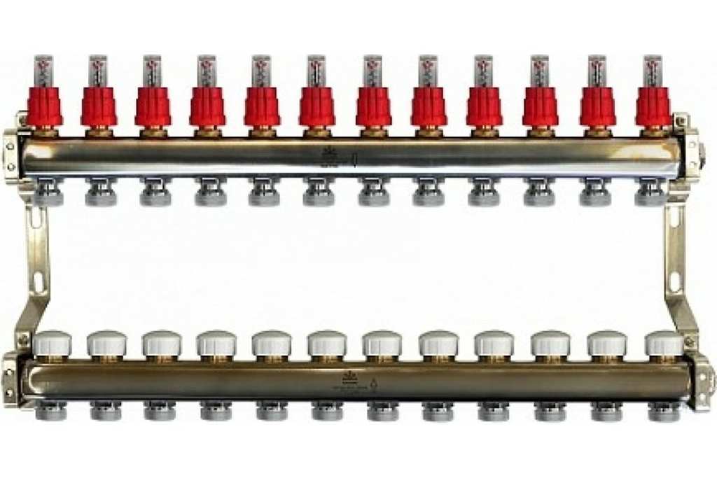 Коллекторный блок Gekon для теплого пола 1"x3/4"EU отверстий -12