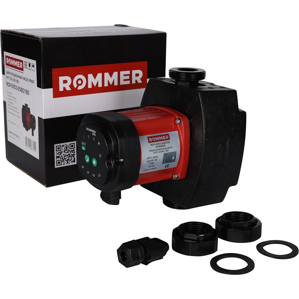 Циркуляционный насос ROMMER ERTI 25/60-180 с гайками и теплоизоляцией