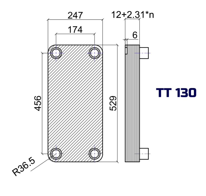 Пластинчатый теплообменник ТТ130-100Н-4.5