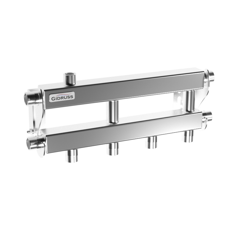 Распределительная гребенка Gidruss MKSS-40 4DU 3/4"х3/4", 4вых., сталь нерж.
