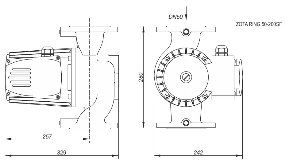 Насос для отопления ZOTA Ring 50-200SF, чугун, фланец, 400 В, 3 скорости