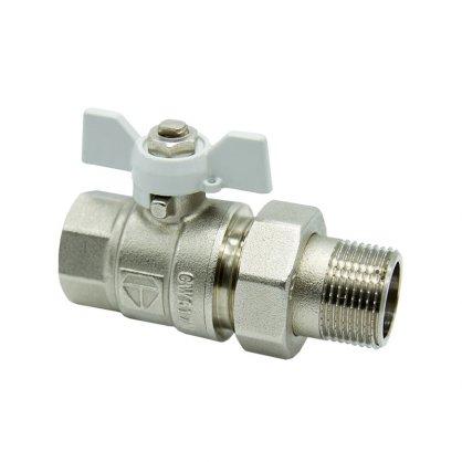 Кран шаровой HLV Technology Optima 1/2"-15ПМ американка баб. белая