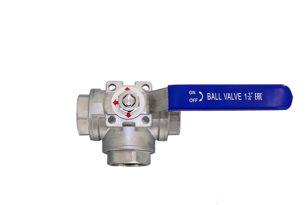 Кран шаровый трехходовой Newkey (T-тип) нержавеющий DN32 PN40