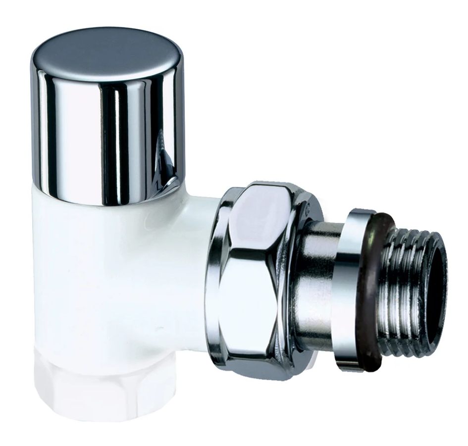 Вентиль запорный угловой FAR, 1/2" ВР (серебряный-белая эмаль)  EPDM