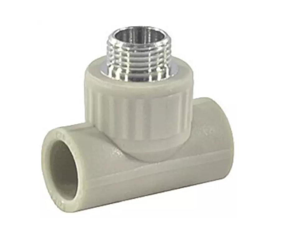Тройник PP-R серый комбинированный мб Дн32х3/4" НР VALFEX 10128132Г