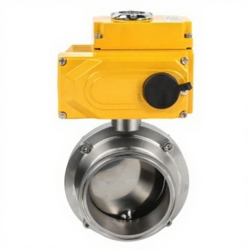 Затвор дисковый поворотный кламповый DN.ru WBV3131S-2W-C-H Ду100 Ру10 корпус - пищевая нержавеющая сталь 304, уплотнение - Silicon, с электроприводом DN.ru QT-N-005EM-O1-380VAC-У1 380В