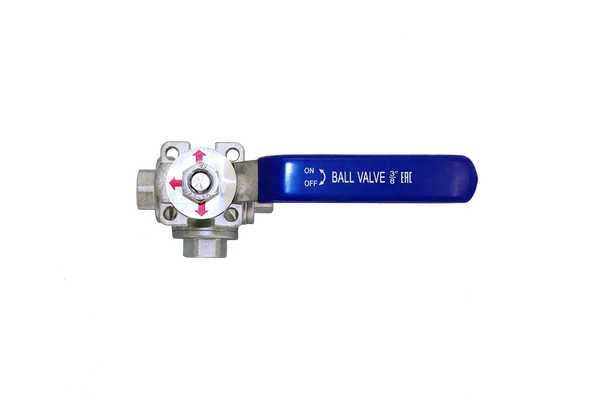 Кран шаровый трехходовой Newkey (T-тип) нержавеющий DN10 PN64