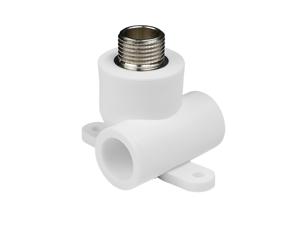 Тройник полипропиленовый комбинированный КОНТУР PP-R D20-1/2" н/р с креплением