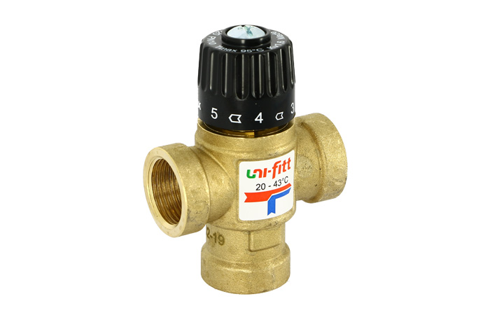 Клапан В 3/4" термосмесительный 35-60°С, смешение боковое, латунный Uni-fitt