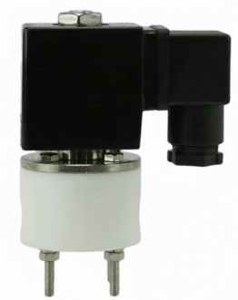 Клапан электромагнитный DN.ru VS841-VT-NC-220VAC 1″ Ду25 Ру1 корпус - PTFE с антикоррозийным покрытием, уплотнение - VITON, резьбовой, прямого действия, нормально закрытый, катушка - 220В