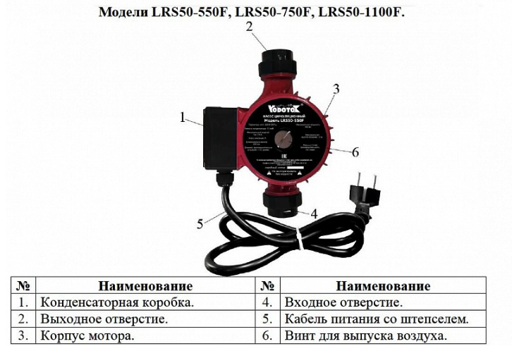 Насос циркуляционный Vodotok LRS50-550F