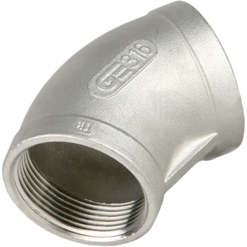 Угольник GENEBRE 0120 08, DN040 (1 1/2")  PN20, 45 град, корпус - AISI316 (CF8M)  ВР-ВР