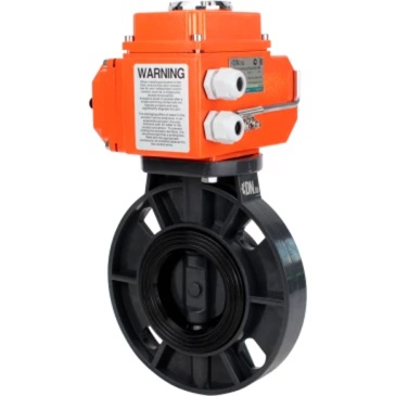 Затвор дисковый поворотный DN.ru WBV4242E-2W-Fb-ISO Дн125 Ру10 межфланцевый, корпус - НПВХ, диск - НПВХ, уплотнение - EPDM, с электроприводом DN.ru QT-N-020EM-O1-24VDC-У1 HARK