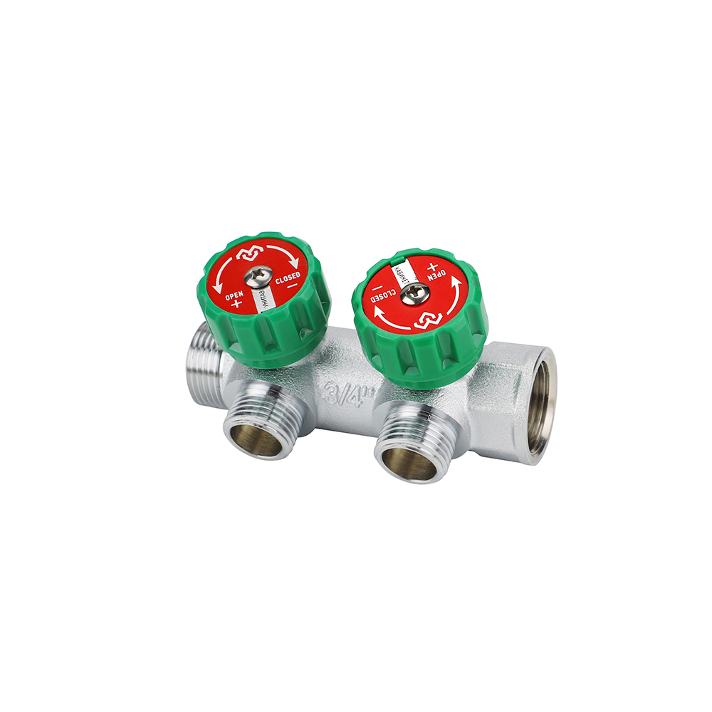 Коллектор регулирующий хромированный Varmega VM14602 3/4" на 2 выхода 1/2"