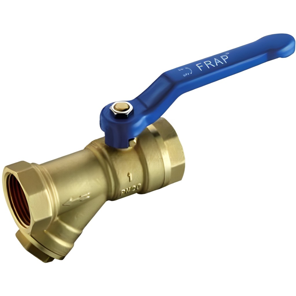 Кран шаровой со встроенным косым фильтром Frap 3/4" x 3/4" ВР-ВР, со стальной рукояткой