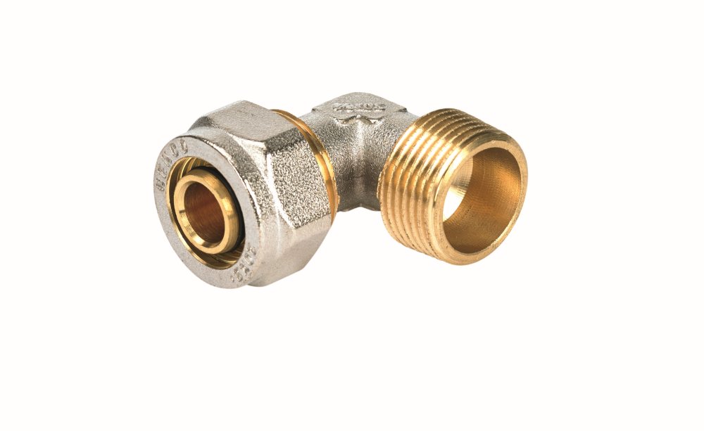Угольник 90° 26-1", Henco A, 5, обжим-резьба, нар., латунь 5-2606A
