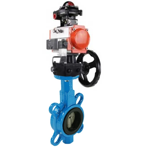 Затвор дисковый поворотный DN.ru WBV1413E-2W-Fb-H Ду125 Ру16, корпус - чугун GGG50, диск - чугун GGG40, уплотнение - EPDM, с пневмоприводом DN.ru PA-DA-105, пневмораспределителем 4M310-08 220В, БКВ APL-210N и ручным дублером MON2-450-T28-ISO