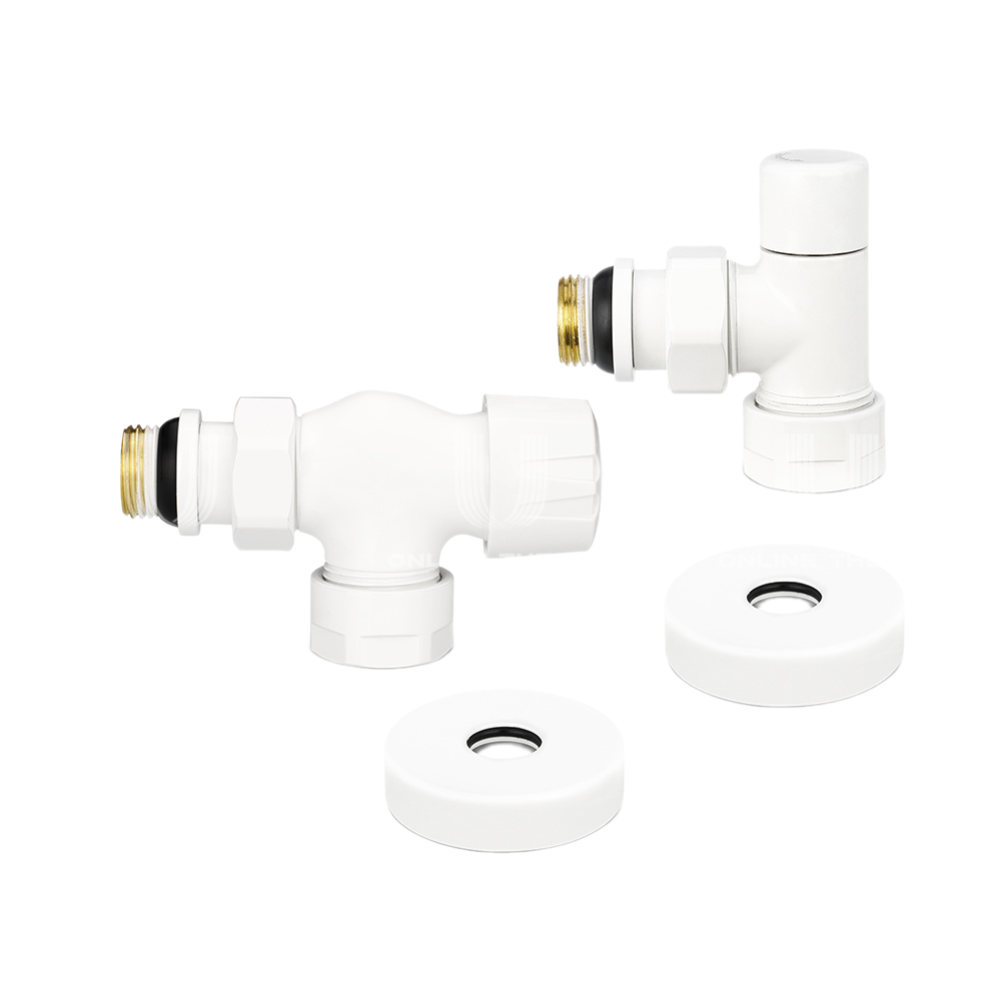Комплект радиаторных клапанов Varmega №3, 1/2" x 3/4"EK, осевой, белый