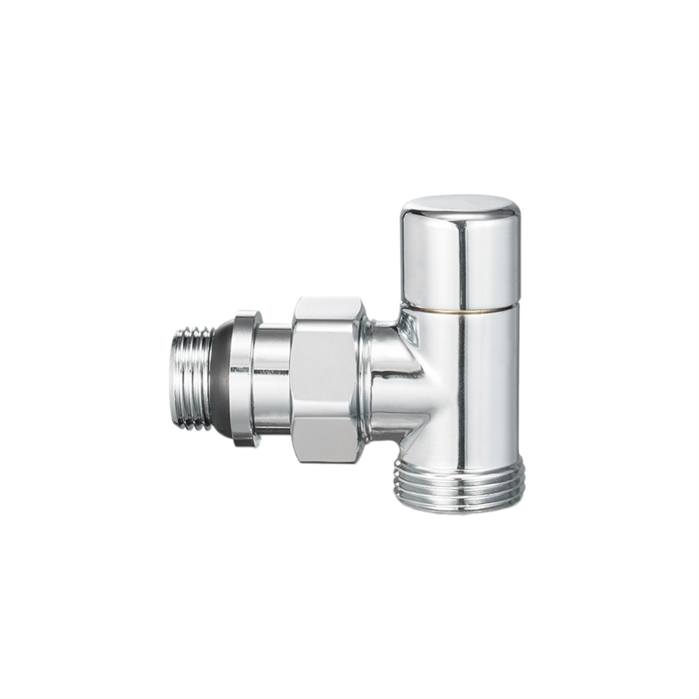 Запорный радиаторный клапан Varmega, 1/2" x 3/4"EK, угловой, хром