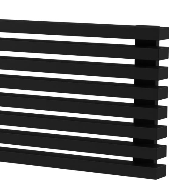 Стальной горизонтальный радиатор отопления Warmmet Luxe 60H ширина 1500 мм секций 7 цвет черный тип подключения: нижнее правое