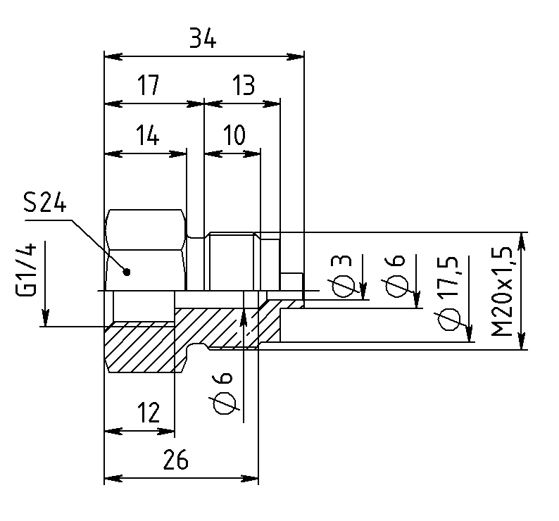 Переходник латунный Kipvalve G1/4-M20x1,5