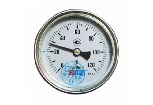 Термометр биметалл ТБ63 120С Дк63 L=40 G1/2" осев Метер