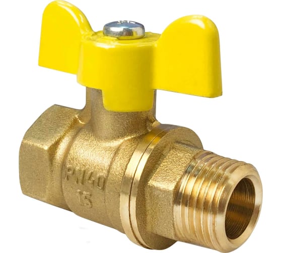 Кран шаровой Valfex для ГАЗА 1/2" ВР/НР ручка-бабочка, латунный 11Б27фтМ