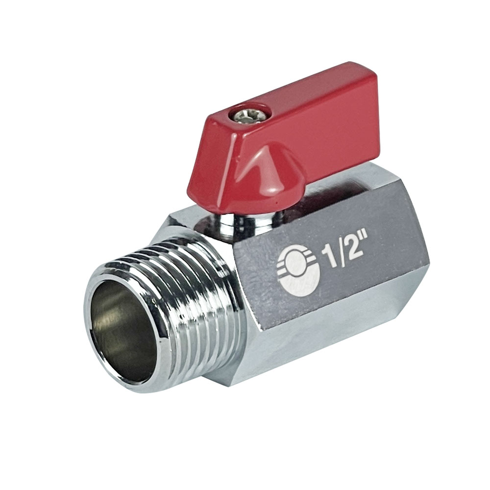 Кран шаровой Valfex латунь красный Ду3/8" Ру10 ВР/НР мини флажковая рукоятка VF.331.NB.038