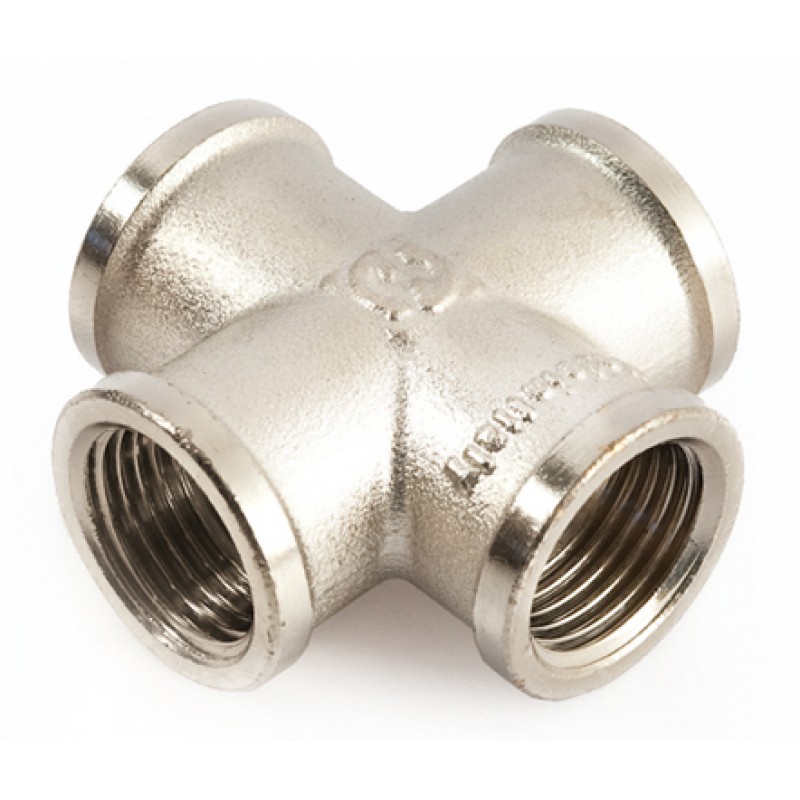 Крестовина 3/4"-3/4"-3/4"-3/4", General Fittings 2700, резьба-резьба, вн., латунь никелированная