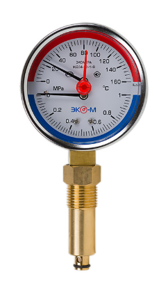 Термоманометр ЭКОМЕРА 160С 1,0МПа Дк80 G1/4"радиал в/к перех G1/2" L=40мм