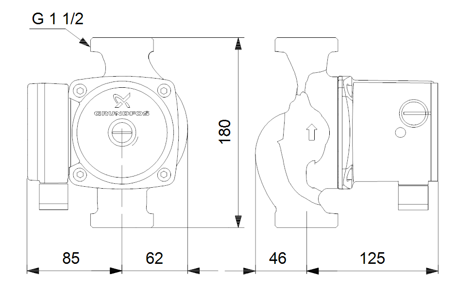 Насос Grundfos UPS25-80 N 180 1x230 50Hz 9H