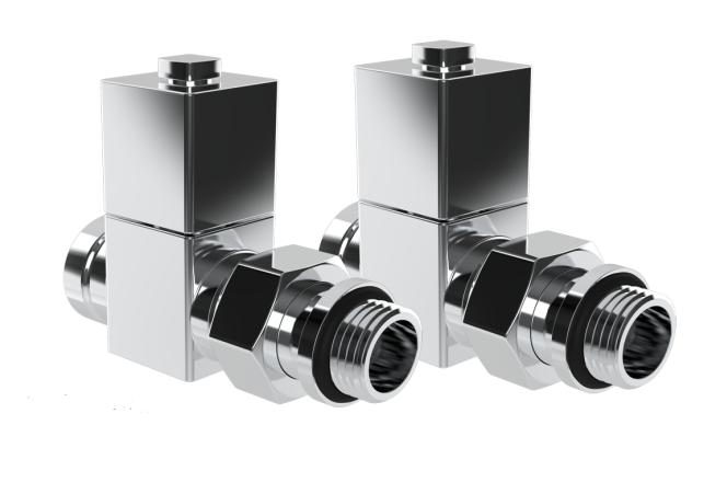 "Набор дизайн-вентилей Royal Thermo CUBE, прямой (хром) 1/2"