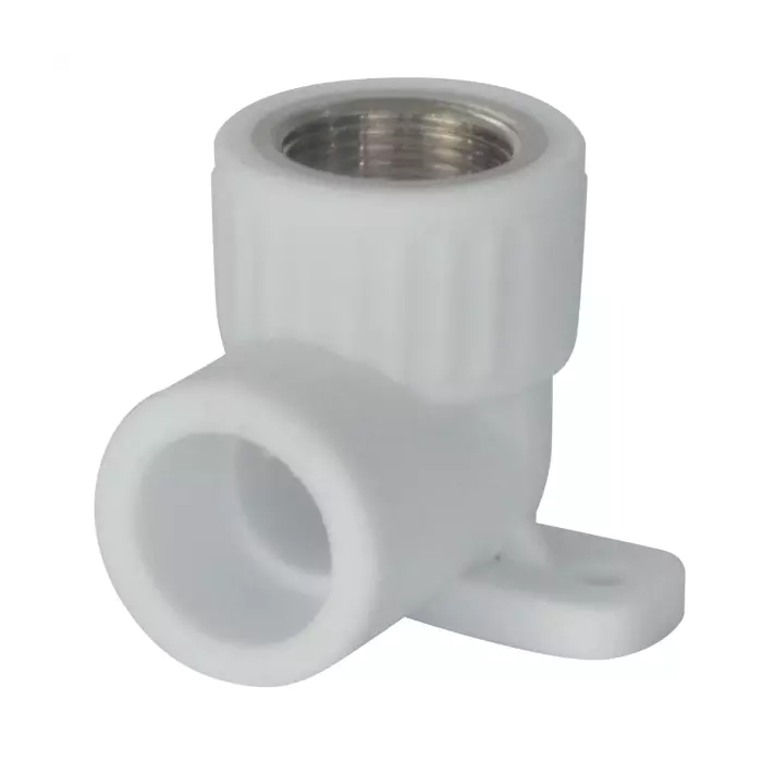 Угольник PP-R серый комбинированный Дн20х1/2" ВР с креплением VALFEX 10120020Г