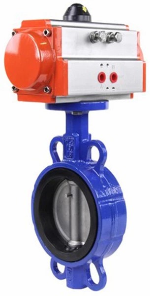 Затвор дисковый поворотный DN.ru WBV3232N-2W-Fb-H Ду125 Ру16, корпус - нержавеющая сталь 316L, диск - нержавеющая сталь 316L, уплотнение - NBR, с пневмоприводом DN.ru PA-DA-105 и электропневматическим поворотным позиционером YT-1000RSN без обратно...