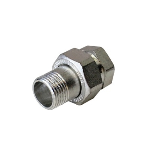 Сгон американка, прямой, НВ, 1 1/4", 1 1/4", TIN латунь, с плоским уплотнением ELSEN
