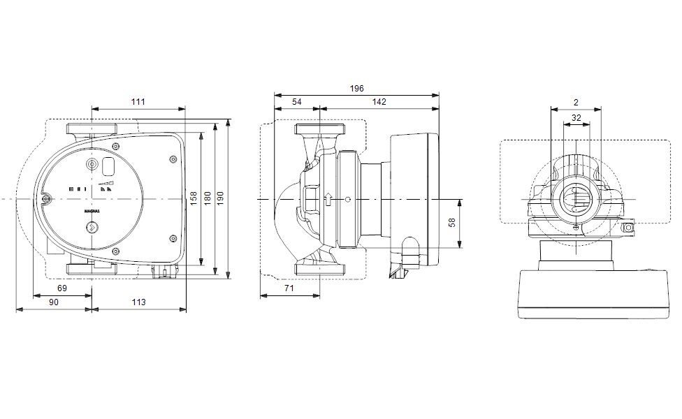 Насос Grundfos MAGNA1 32-60