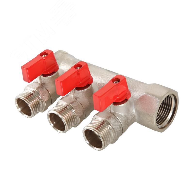 Коллектор Valtec с отсекающими кранами, 1"х2 вых. 1/2 VTС.580.N.0602