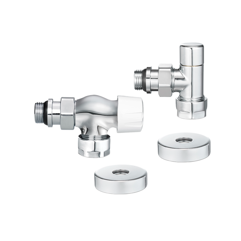Комплект радиаторных клапанов Varmega №3, 1/2" x 3/4"EK, осевой, хром
