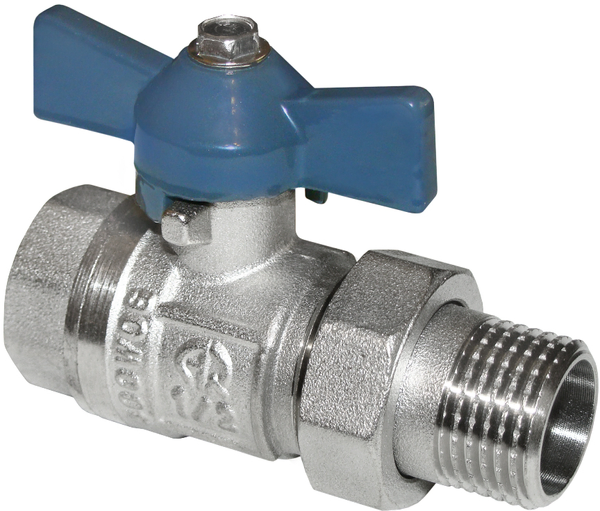 Кран шаровый AQUALINK с американкой прямой 3/4 бабочка