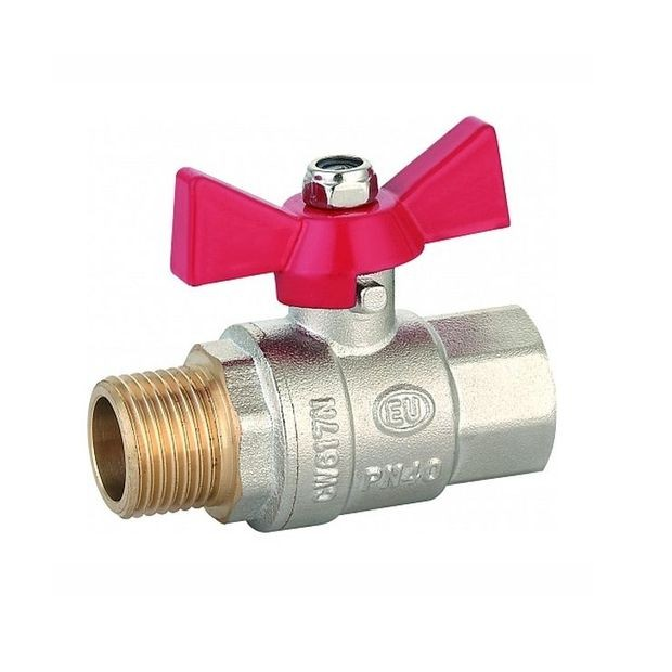 Кран шаровой ViEiR 1/2" F/М (бабочка)  никель