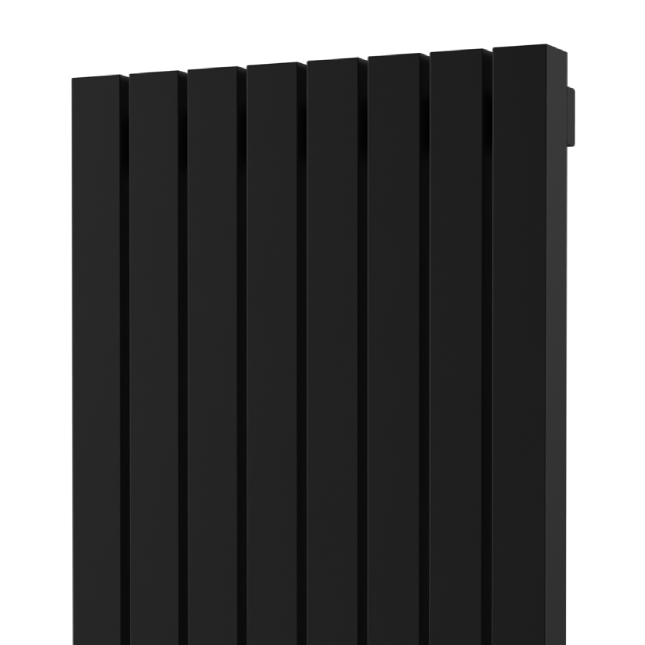 Стальной вертикальный радиатор отопления Warmmet Power 60V длина 1250 мм секций 8 цвет черный тип подключения: нижнее правое