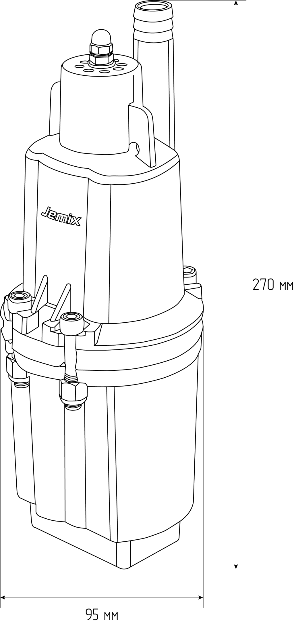 Насос XVM60 T/10 JEMIX погружной вибрационный (d= 3/4",250Вт, 1200 л/ч. 3м) кабель 10м верхний забор