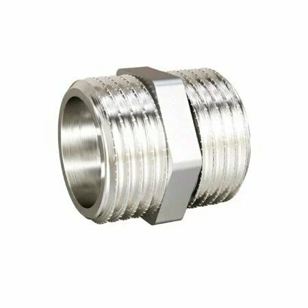 Ниппель прямой LD Pride DN15 (1/2") НР/НР латунь никель с биркой