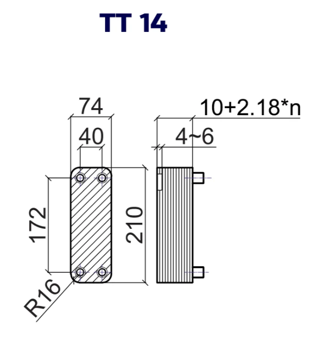 Пластинчатый теплообменник ТТ14-16-4.5