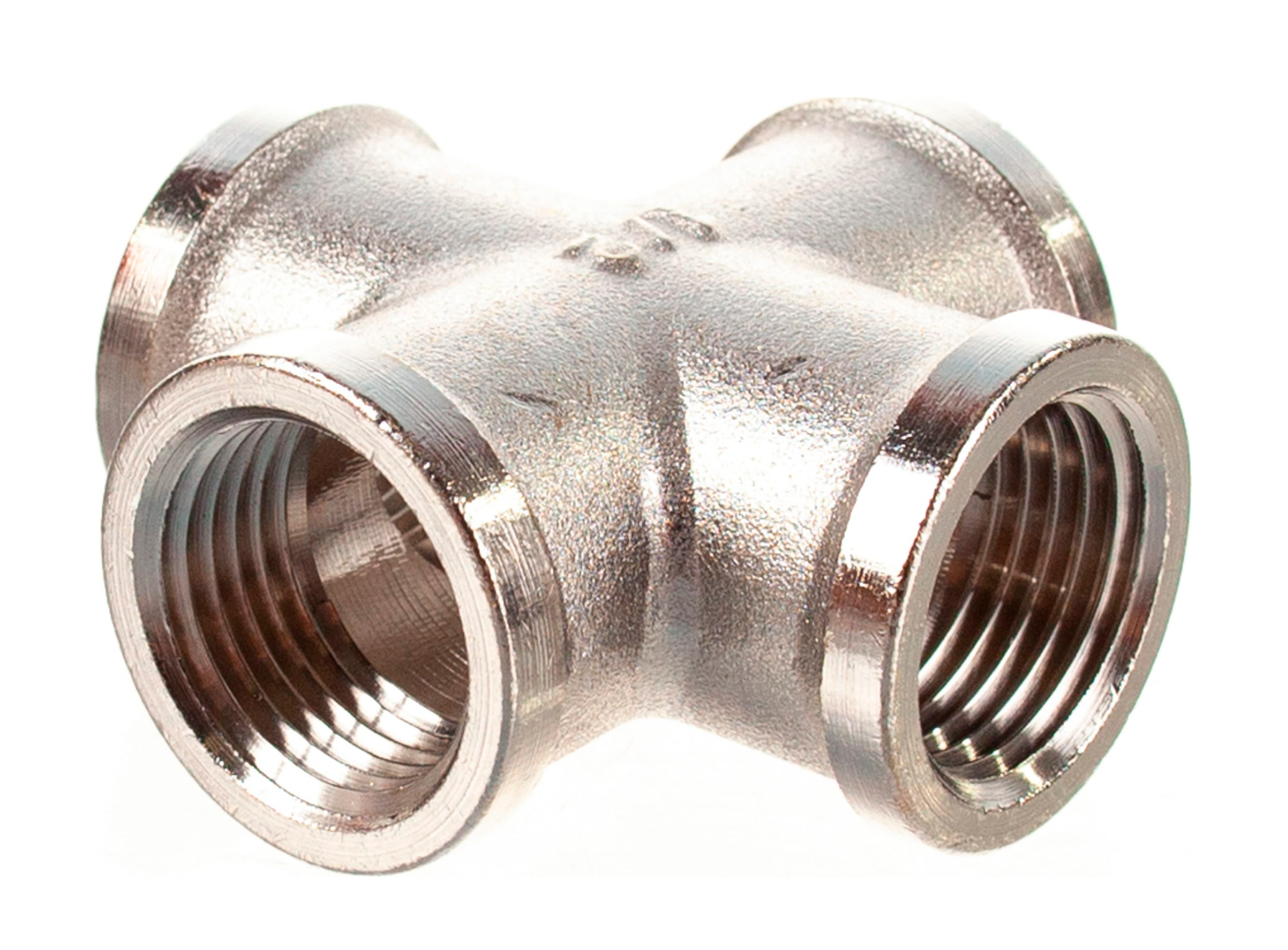 Крестовина General Fittings 2700 1 1/4"-1 1/4"-1 1/4"-1 1/4" резьба-резьба, вн., латунь никелирова