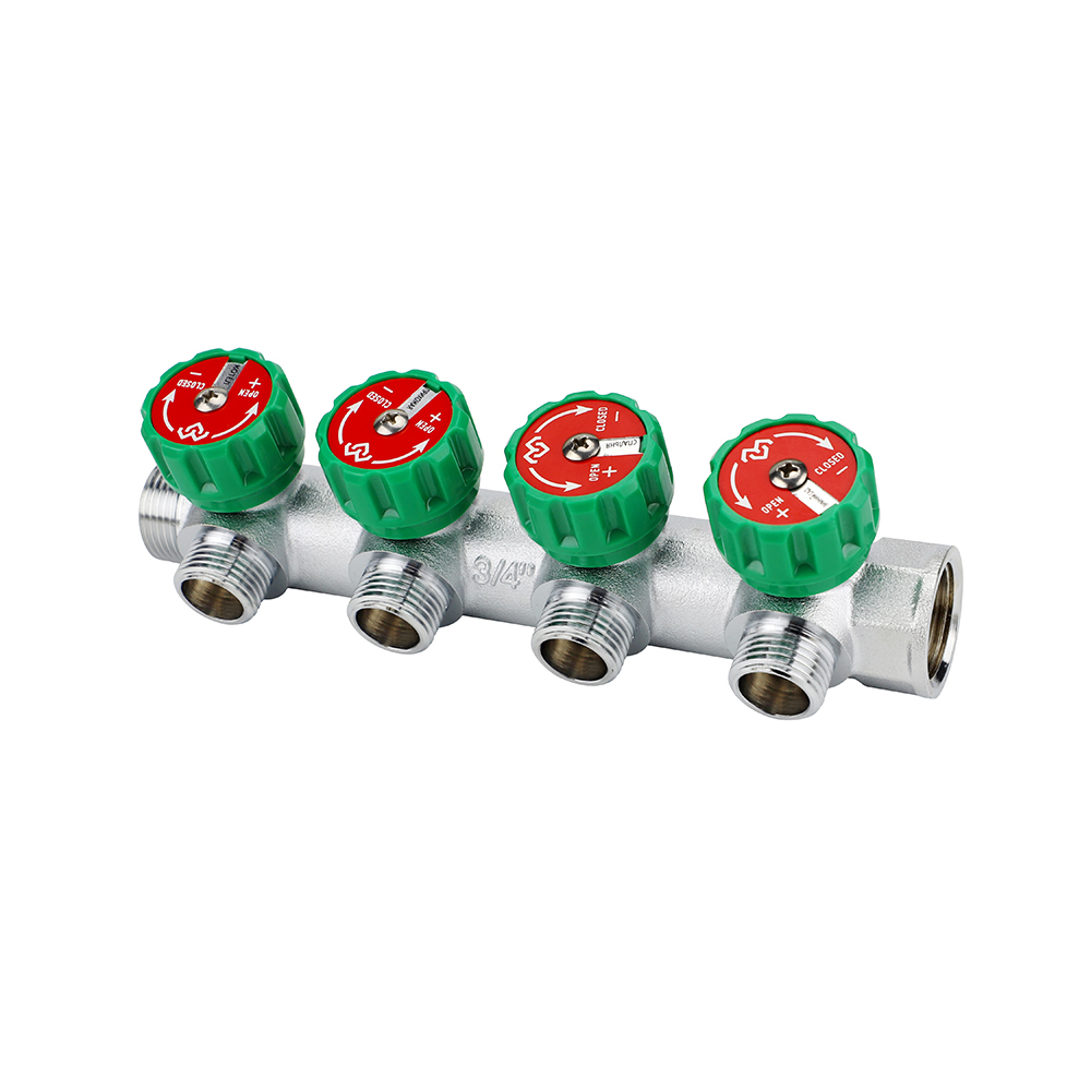 Коллектор регулирующий хромированный Varmega VM14604 3/4" на 4 выхода 1/2"